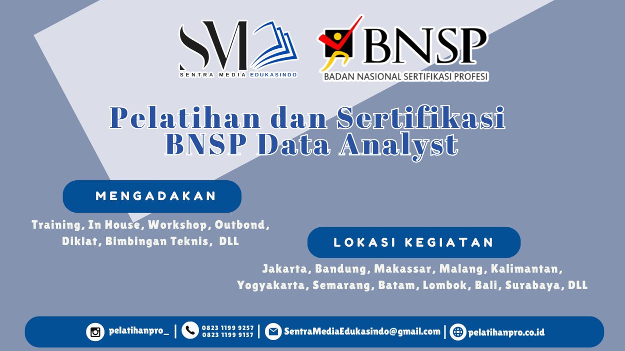 Pelajari kompetensi Data Analyst dan raih Sertifikasi BNSP untuk meningkatkan keahlian analisis data profesional tahun 2026.